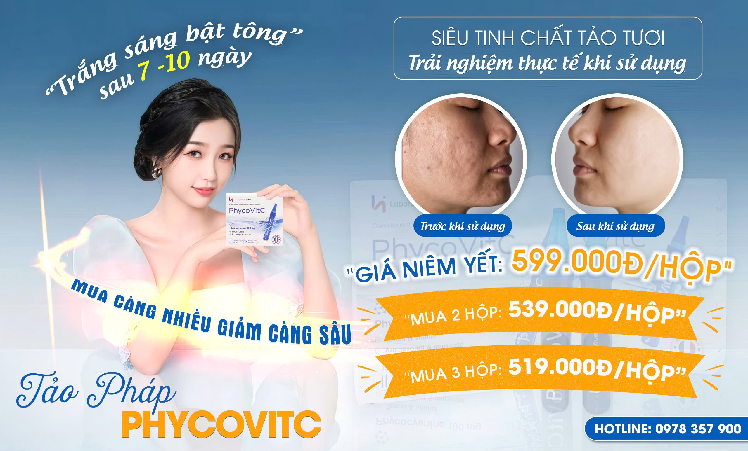  Nước Uống Tinh Chất Tảo Xanh PhycoVitC Chính Hãng Nhập Khẩu Pháp